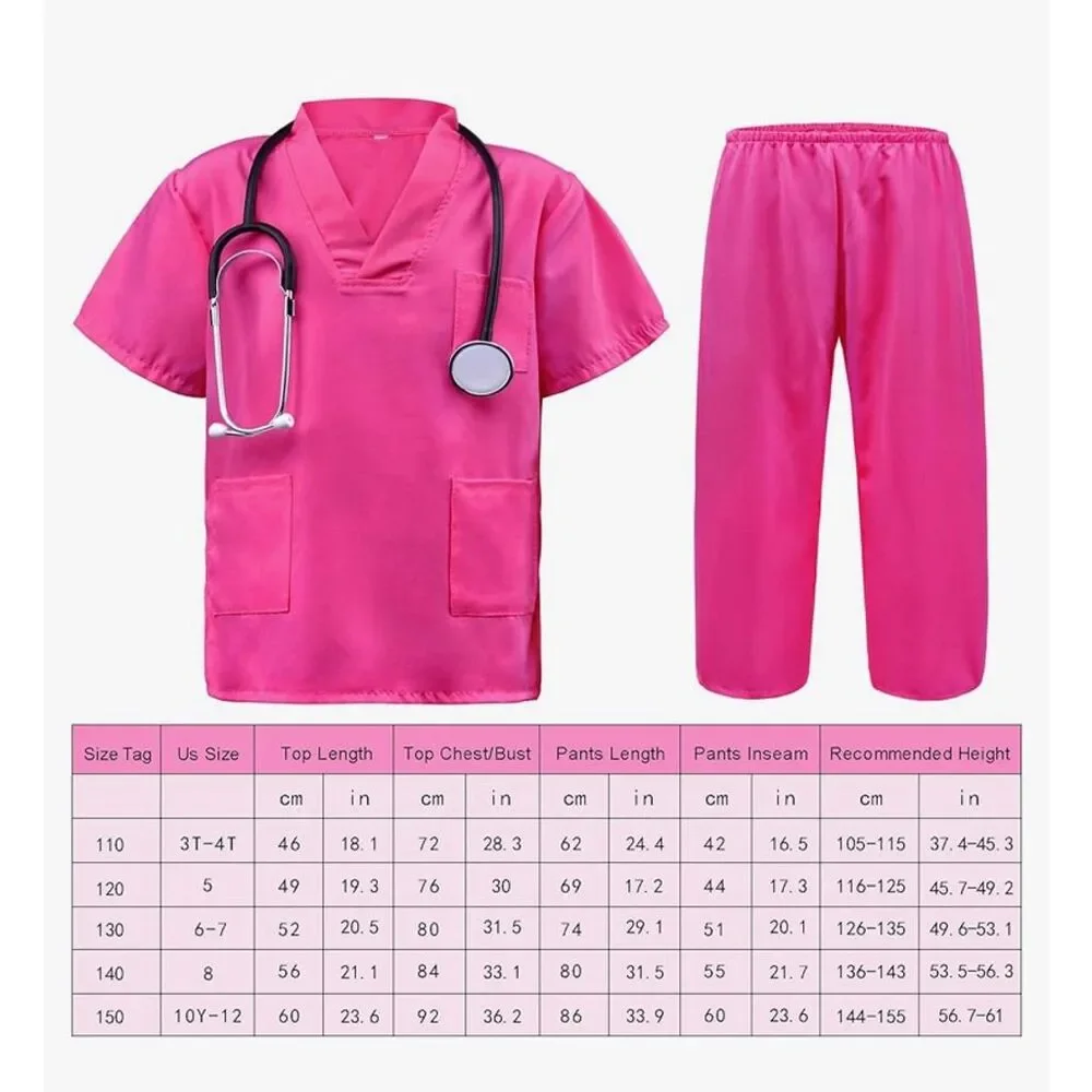 Doctor Costume for Kids Rose Scrubs Set‎ with Accessories Halloween